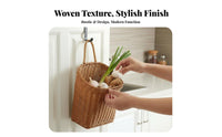 Ventilated Woven Garlic storage Breathable Woven Produce holder Rustic Design on the vertical container Space-Saving for Home Organizers, Decor lovers, Pantry, Entryway, Bathroom
