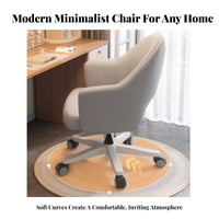 Adjustable Height Upholstered Rolling Chair 360-Degree Swivel Upholstered Rolling Armchair Stable Five-Star Base Seating Furniture Ergonomic Support for Students, Home Office Workers, Beauty Bloggers, Study Room, Bedroom, Vanity