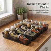 Desk Organiser with Metal Mesh Storage Baskets for Office and Students, Wire Pen Holder Set with Multiple Compartments