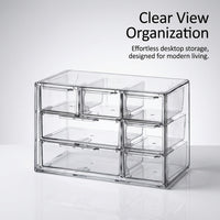 Desk Storage Organizer with Drawers, Stackable Modular Desktop for Workspace Organization, Clear Transparent Acrylic Drawer