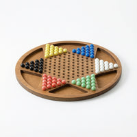 Tabletop Wooden Chinese Checkers Board Classic Marble Game Board with Storage Bag Sturdy Premium for Coffee Table