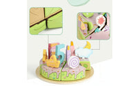 Pastel Wooden Birthday Cake Toy Learning Birthday Cake Play Food Set Safe Sturdy for Preschool