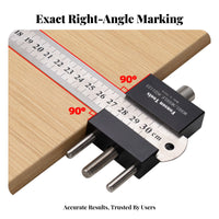 Carpentry Line Scriber Aluminum Alloy Body Right Angle Scribing Gauge Engraved Scale Cross-Type Ruler Scriber for Woodworkers, Craftsmen, Workshop