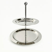 Stainless Steel Serving Plate with Raised Center Mirror Polished Dessert Tray Easy to Clean Cake Platter Food-Grade for Bakers, Buffets
