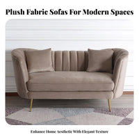 Nordic design Tufted plush fabric Sofa Light Luxury Design Small Couch Slim Metal Legs Loveseat dense Foam padding for Apartment Dwellers, Homeowners, pairs, Living Room, Lounge Area, Office, Bedroom