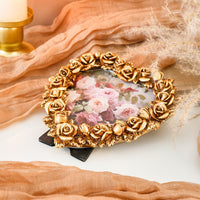 European Carved Gold Rose Heart Photo Frame