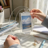 DIY Rotating Photo Frame for 3-inch Cards - Transparent Acrylic Display Stand
