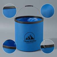 Outdoor Foldable Water Bucket Portable Car Wash Fishing Camping Collapsible Plastic Pail with Handle