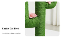 Sturdy Base Cactus Cat Tree Decorative Design Cactus Scratching Post Easy Assembly Sisal Rope Cat Scratcher for Cats, Kittens, Indoors, Living Room, Bedroom, Home Office