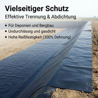 HDPE Geomembrane Pond Liner 1.0mm, Black Waterproof Pond Sheet, Tear-Resistant Lining Membrane for Garden Ponds & Fish Farms, Matte Surface