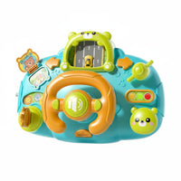 Interactive Play Stroller Steering Wheel Toy Lights and Sounds Baby Driving Simulator Multifunctional Bear Themed Driving Console Early Educational for Travel