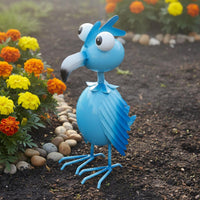 Lifelike Details Metal Flamingo Statue Handmade Look Metal Bird Garden Ornament Bright Colors for Yard, Patio