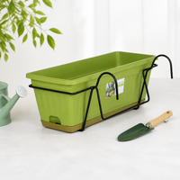 Hanging Flower Box 3-Piece Set, Rectangular Resin Planter 50x19.5x17cm, with Drainage for Balcony & Garden