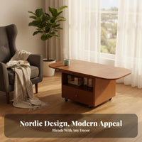 Expandable Rolling Storage Table Foldable Design Living Room Furniture Folding with Wheels for Families, Students, Office