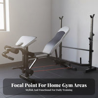 Heavy Duty Steel Frame Adjustable Bench Press Squat Rack Detachable 2-Piece Design Multifunctional Weight Lifting Bench Home Gym Weight Training System for Bodybuilders