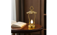 Table Lamp with Frosted Bulb Vintage-Style Lantern with Handle Hollow-Carved Ambient Light for Desk, Bar