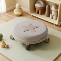 Rolling Stool with Fleece Cover Washable Seat Cushioned for Dressing Room