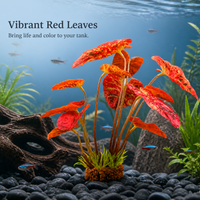 Artificial Aquarium Plant Decorations - Lifelike Water Banyan Leaf Ornaments for Fish Tank Landscaping