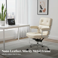 Adjustable Height Tufted Rolling Armchair Comfortable Padded Seat Desk Chair Ergonomic Backrest Office Furniture 360-Degree Swivel for Telecommuting Workers, Students, Adults, Bedroom, Study Room, Dormitory