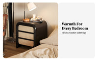 Japanese aesthetic Wicker Front Bedside Cabinet Rattan Design Nightstand Vintage Inspired Storage Furniture space-saving Size for Apartment Dwellers, Homeowners, Students, Bedroom, Living Room, Entryway, Hallway