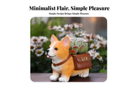 Resin Standing Corgi Planter Painted Corgi Planter Collar Detail Garden Decor Raised Lettering for Home