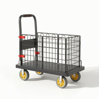 Foldable Utility Cart Quiet Rolling Cart with Wire Enclosure Portable
