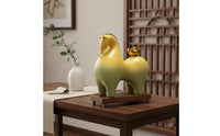 Ideal Opening Gift Chinese Wealth Horse Ornament Auspicious Color New Chinese Design Decor Creative Design Good Luck Horse Sculpture for Business Owners, Office, Living Room, Display Shelf, Shop Entrance