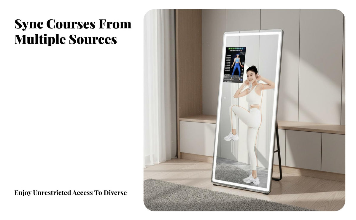 Built-in Courses Smart Fitness Mirror Multi-Functional Interactive Workout Mirror HD Reflection Wall Furnishing Distortion-Complimentary for Dancers, Beginners, Women, Home Gym
