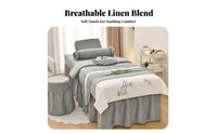 4 Pieces Light Luxury Design Cotton Linen Massage Bed Set Soft and Comfortable Beauty Bed Skirt Cover Set Breathable Material for Spas