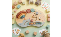 Wooden Busy Board Wood Activity Board Rotating Pieces