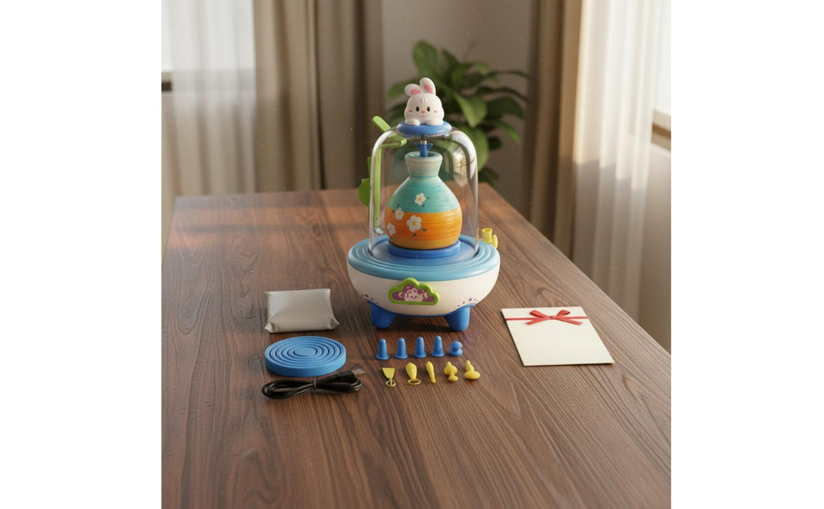 Gift Idea Finger Pottery Machine DIY Kids Pottery Wheel Easy to Use Electric Clay Wheel Creative Play for Elementary Students