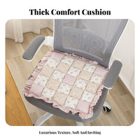 Ruffled Dining Chair Pad Secure-Hold Ties Floral Tie-on Chair Pad Breathable Patchwork Seat Cushion for Students, Office