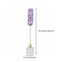 3 Pieces Modern Design Crystal Flower Decor Clear Base Crystal Stone Ornament Polished Amethyst Flower Statue for Living Room, Entryway