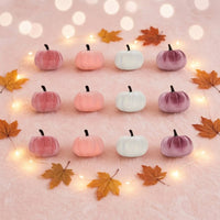 12 Pieces Decorative Velvet Pumpkin Velvet Pumpkins Resistant Soft-Textured Pumpkins for Tabletop