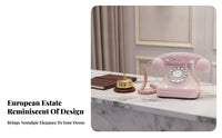 Rotary-Style Landline Phone Decorative Corded Desk Phone Rotary Dial Telephone Classic Antique Design Communication Device