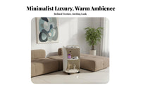 With Storage Wheeled Side Table Modern Design Cylindrical Rolling Cabinet Minimalist aesthetic Household Furniture Space Saving for Apartment Dwellers, Homeowners, Students, Living Room, Small Spaces, Bedroom, Office