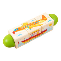 Rotating Block Puzzle Compact Wooden Turning Puzzle Educational Toy for Young Children, Kids, Tabletop, Classroom