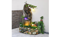 Humidifier Function Rockery Water Feature with Lights Natural Design Feng Shui Water Fountain Mist Generator LED Waterfall Fountain Easy Assembly for Business Owners, Living Room, Office, Entryway, Patio