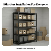 Multi-Tier Metal Shelf High Load Capacity Freestanding Storage Rack Sturdy Construction 5-Tier Metal Shelving for Adults, Warehouse, Storeroom, Pantry