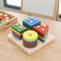 Wooden Shape Sorter Early Education Geometric Shape Sorting Toy Geometric Assembling Toy Wooden Sorting Game for Playroom
