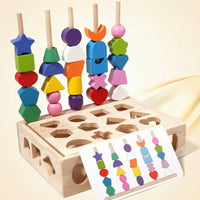 Wooden Shape Sorter with Pegs Educational Shape Matching Toy Box Fine Motor Matching Box for Young Children