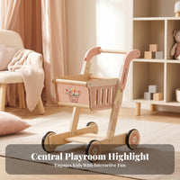 Wooden Push Push Cart Wooden Shopping Cart Slotted Panels Rounded Edges