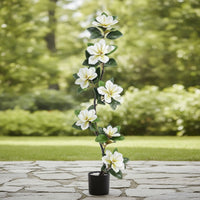 Artificial Magnolia Tree Decorative Faux Potted Plant Stable Artificial Plant with Planter Pot for Living Room, Office