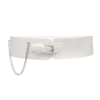 Easy to Match Wide Waist Belt Stretchy Wide Elastic Belt Decorative Chain Fashion Accessory for Women