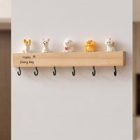 Rustic Wood Key Holder for Small Apartment, 6 Hook Hanger, 25cm Key Hook with Mail Organizer, Modern Matte Black, 10 kg Capacity
