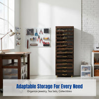 Storage Cabinet, Multi-Drawer Organizer, Wooden Display Cabinet for Jewelry, Tea Set, Dental Tools, Floor Standing