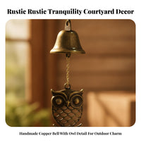Bronze Owl Wind Chime Owl Wind Chime Vertical Hanging Garden Decor Decorative Outdoor Easy to Hang for Patio