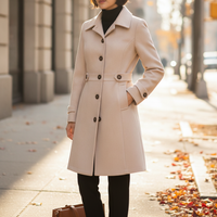 Women's Lapel Wool Blend Slim Fit Blazer Coat