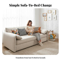Sofa Bed with Storage Chaise Space-Saving Design Sleeper Sectional with Storage Chaise Performance Fabric transformable Furniture for Hosts, Home Office