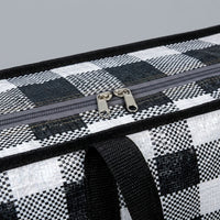 Bulk Value Storage Bags and Moving Bags, Black and White Plaid Moving Bags, Heavy-Duty Fabric with Handles, 100 Pack, 50kg Load